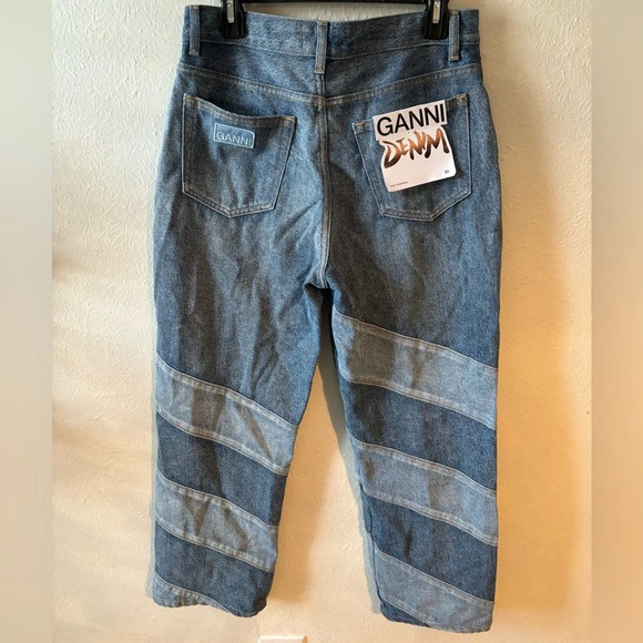 Ganni High-Rise Diagonal Striped Jeans - Picture 9 of 11